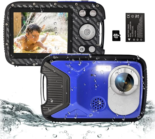 Main image of 16FT 30MP Underwater Camera, 18X Zoom Waterproof Digital Camera with 32G Card & Rechargeable Battery for Kids & Teens, Snorkeling & Swimming Vacation (Blue)