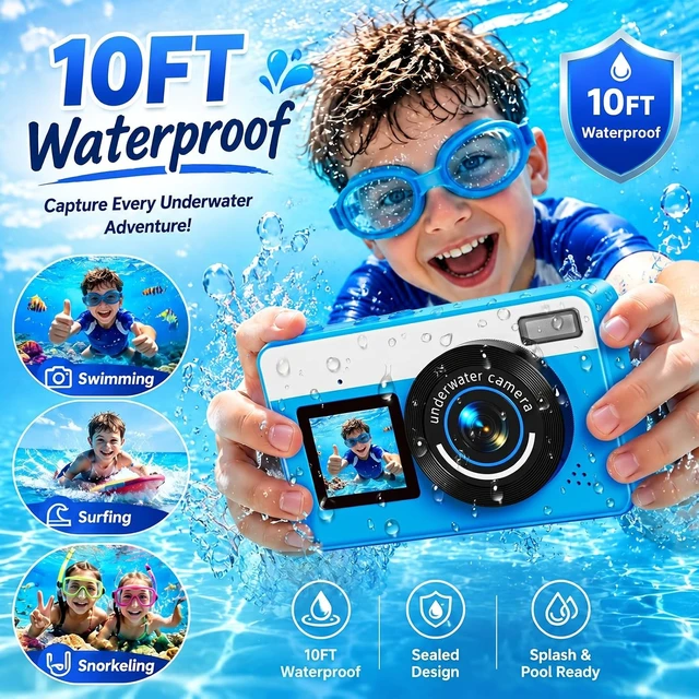 Alt view image 2 of 7 - 10FT 4K 48MP Waterproof Underwater Camera for Teens & Beginners