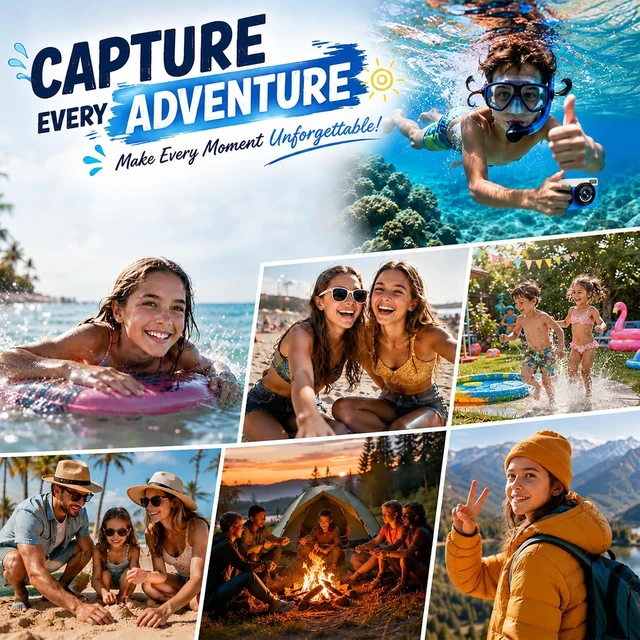 Alt view image 7 of 7 - 10FT 4K 48MP Waterproof Underwater Camera for Teens & Beginners