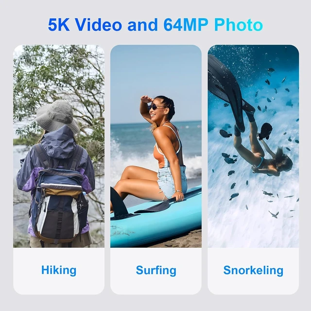 Alt view image 2 of 7 - 5K 64MP Dual-Screen Underwater Camera, 33FT Waterproof
