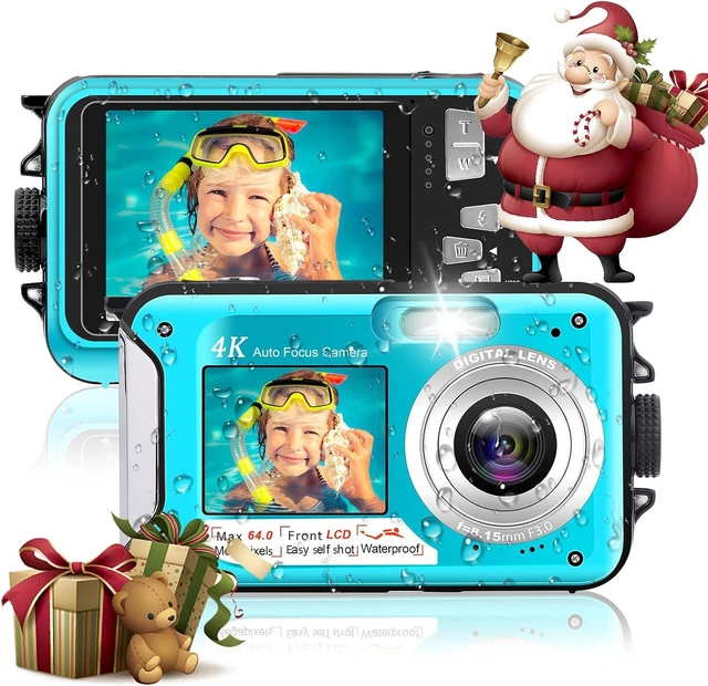Main image of 4K 64MP 16FT Compact Waterproof Underwater Camera, Floatable