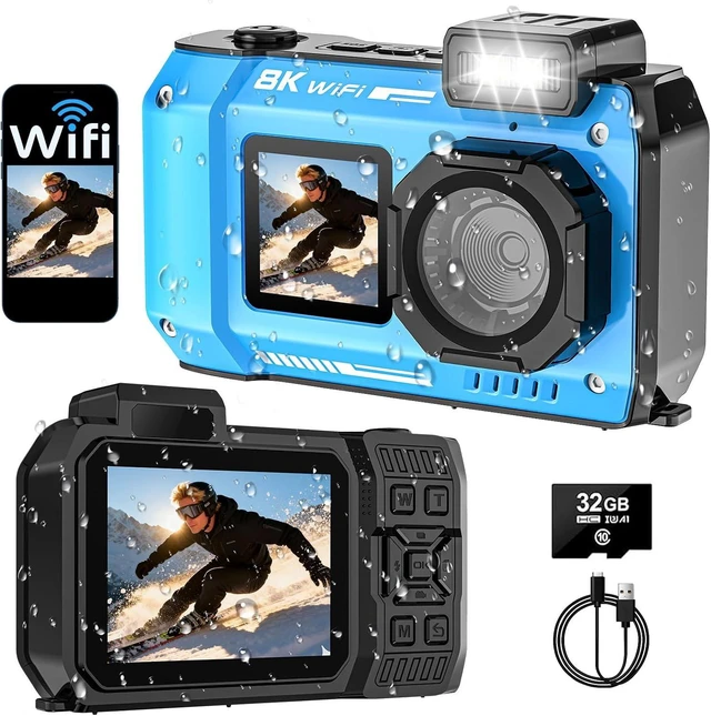 Main image of 8K 70MP 33FT WiFi Waterproof Underwater Camera with 32GB