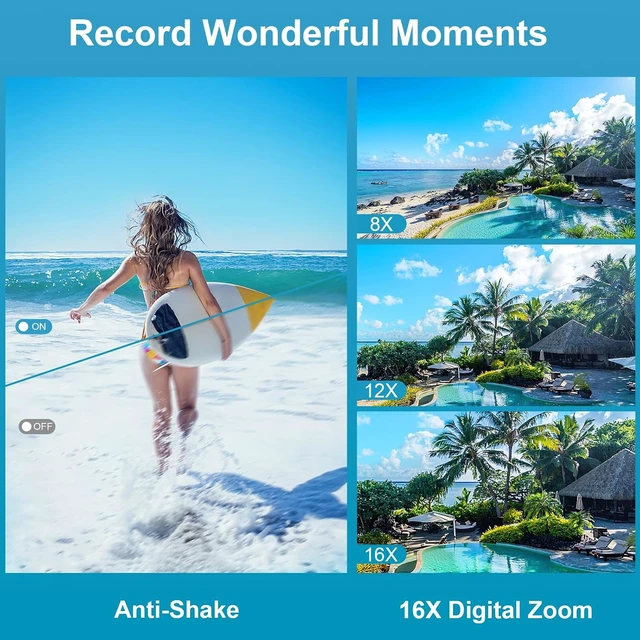 Alt view image 6 of 7 - 4K 64MP 16FT Compact Waterproof Underwater Camera, Floatable
