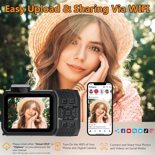 Alt view image 2 of 7 - 8K 70MP 33FT WiFi Waterproof Underwater Camera with 32GB