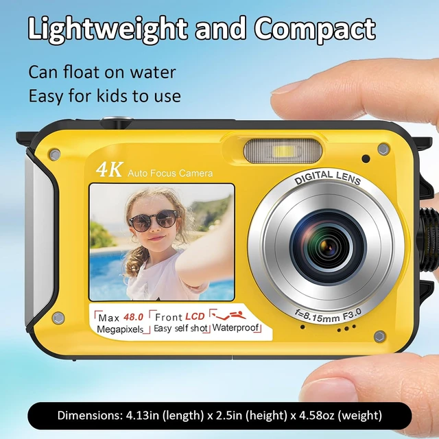 Alt view image 6 of 6 - 4K 64MP Dual-Screen Underwater Camera, 16FT Waterproof