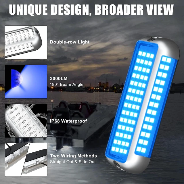 Alt view image 2 of 7 - BS4 Marine LED Underwater Boat Lights (2 x 3000LM, 84 LED, 180° Blue)