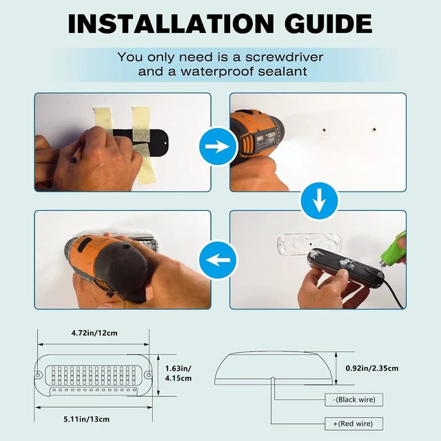 Alt view image 7 of 7 - BS4 Marine LED Underwater Boat Lights (2 x 3000LM, 84 LED, 180° Blue)