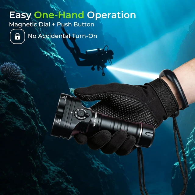 Alt view image 3 of 7 - DL05 Scuba Dive Light, 6000LM Underwater Flashlight, 14H Runtime