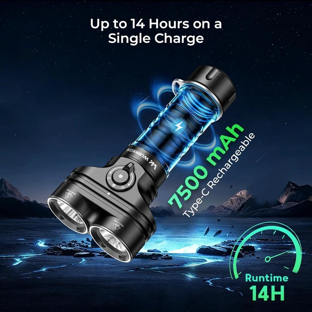 Alt view image 4 of 7 - DL05 Scuba Dive Light, 6000LM Underwater Flashlight, 14H Runtime