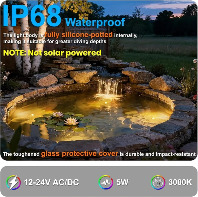 Alt view image 2 of 7 - Wired LED Underwater Pond Lights with Stainless Steel Housing