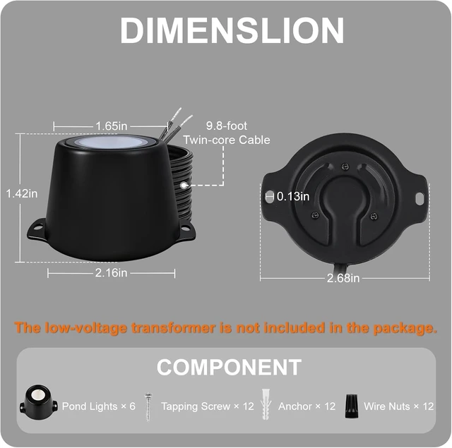 Alt view image 7 of 7 - Wired LED Underwater Pond Lights with Stainless Steel Housing