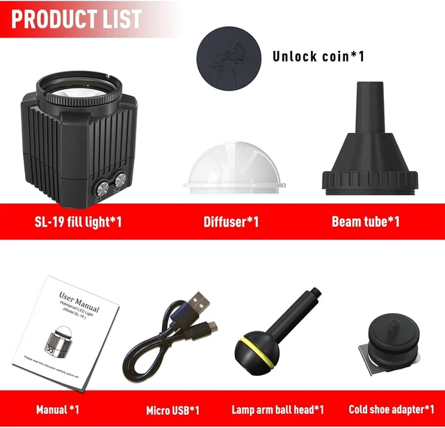 Alt view image 6 of 7 - SL-19 LED Camera Video Light Compatible with GoPro Waterproof 196FT/60M, 2000LM, White/Red/Blue Fill Light, CRI95, Dimmable 6500K, Underwater Photography