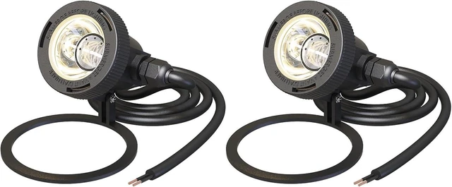 Main image of 2-Pack Low-Voltage Submersible Pond Lights, 2900K Warm White, 5.4W 135 Lumens Landscape Floodlight with 15FT Wire for Pool, Fountain & Pond