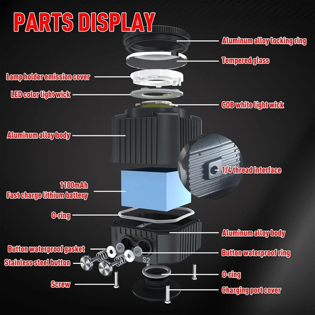 Alt view image 7 of 7 - SL-19 LED Camera Video Light Compatible with GoPro Waterproof 196FT/60M, 2000LM, White/Red/Blue Fill Light, CRI95, Dimmable 6500K, Underwater Photography