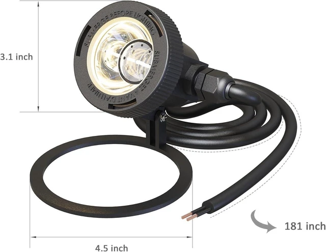 Alt view image 6 of 7 - 2-Pack Low-Voltage Submersible Pond Lights, 2900K Warm White, 5.4W 135 Lumens Landscape Floodlight with 15FT Wire for Pool, Fountain & Pond