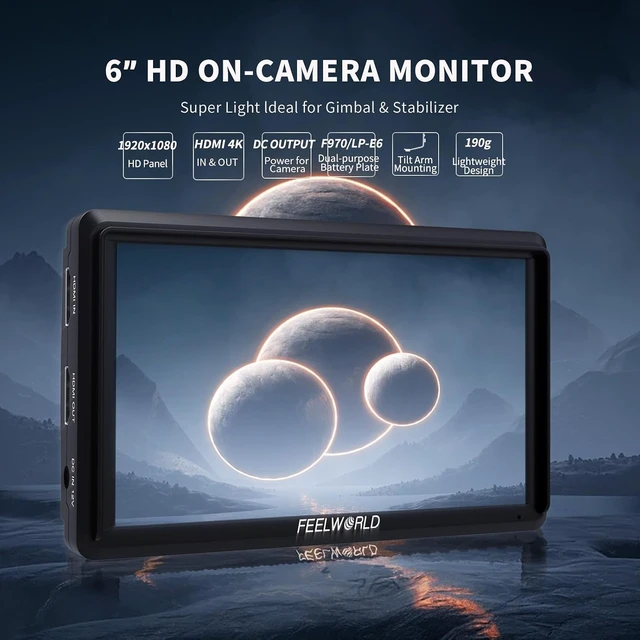 Alt view image 2 of 7 - S55 V3 6" Field DSLR Camera Monitor, 500nit 1920×1080 IPS Screen