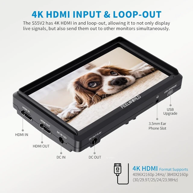 Alt view image 5 of 7 - S55 V3 6" Field DSLR Camera Monitor, 500nit 1920×1080 IPS Screen