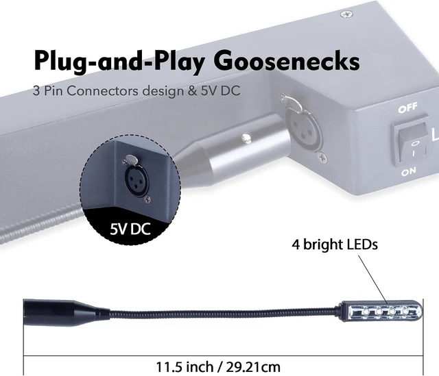 Alt view image 4 of 7 - Dimmable 3-Lamp Gooseneck LED Rack Light