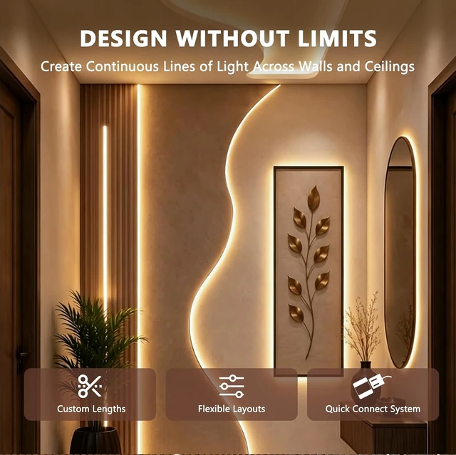 Alt view image 5 of 7 - 16.4ft 24V Silicone LED Strip Lights for Recessed Wood Slat Wall Lighting