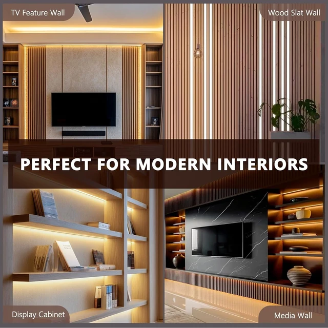 Alt view image 7 of 7 - 16.4ft 24V Silicone LED Strip Lights for Recessed Wood Slat Wall Lighting