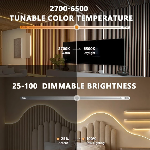 Alt view image 4 of 7 - 16.4ft 24V Silicone LED Strip Lights for Recessed Wood Slat Wall Lighting