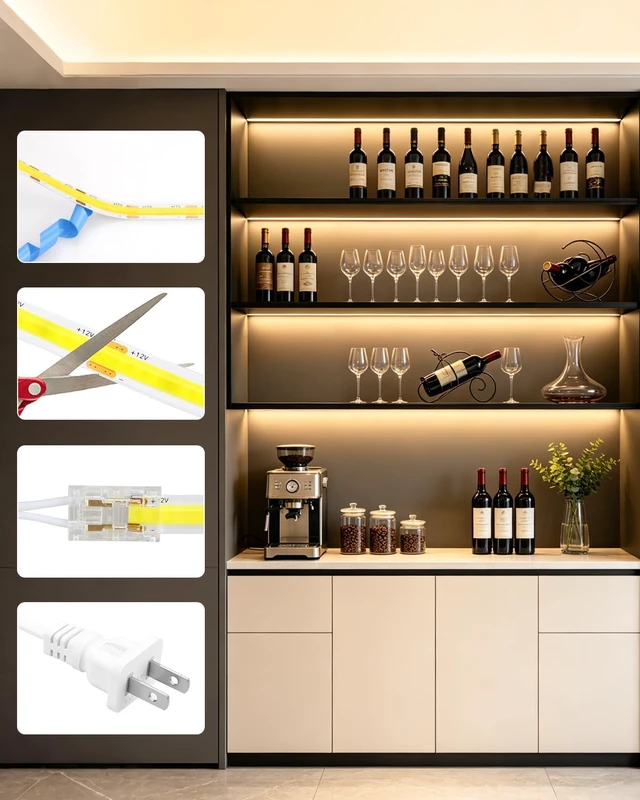 Alt view image 5 of 7 - 32.8FT 12V Warm White 3000K Under-Shelf Light Strip with Hand-Sweep On/Off