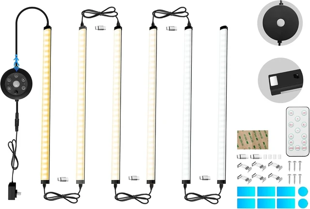 Main image of 6-Pack Dimmable Under-Cabinet LED Strip Lights with IR Control & 3 Color-Changing Modes Stepless Brightness & Timer for Kitchen Counter, Shelf, Wardrobe & Closet