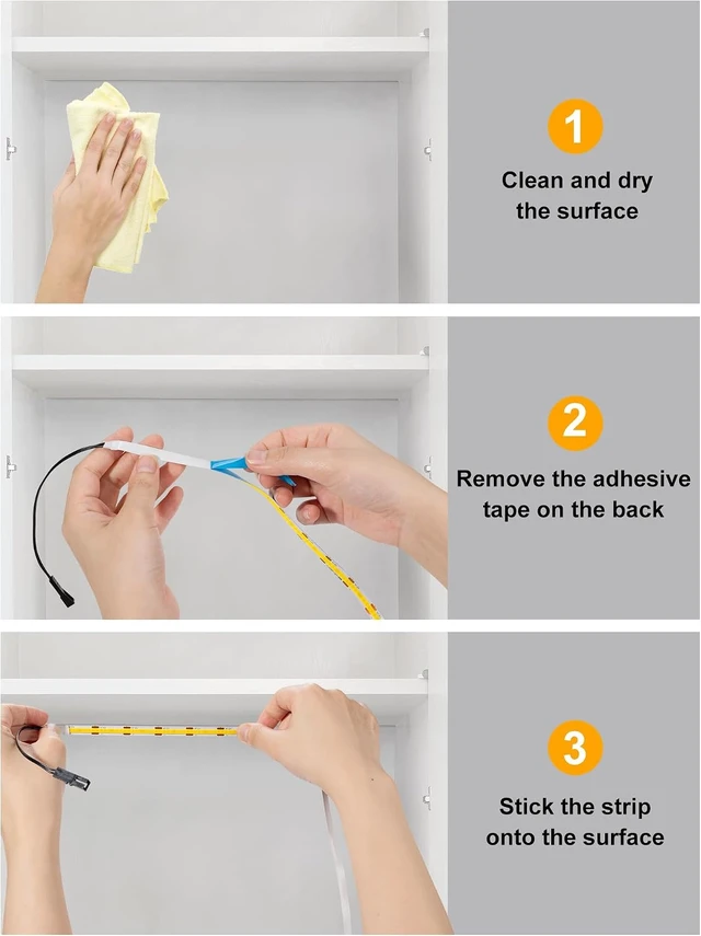 Alt view image 3 of 7 - 6-Pack 20-Inch Dimmable COB LED Shelf Light Strips, Warm White 3000K Under-Cabinet Lighting for Display Case, Bookshelf, Kitchen, Wardrobe & Closet