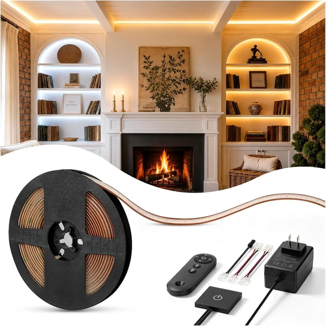 Main image of 16.4ft 24V Dimmable COB LED Strip with Remote Under-Cabinet Lights