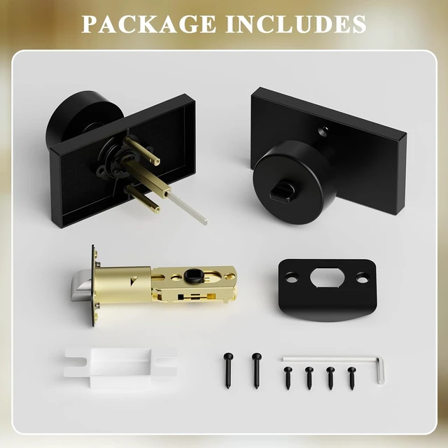 Alt view image 5 of 6 - Matte Black Exterior Entry Door Knob with Lock & Keys