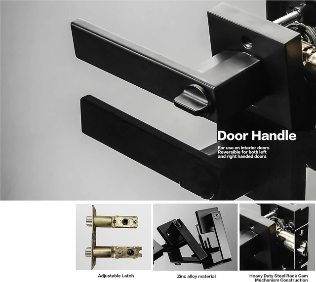 Alt view image 4 of 5 - Keyed-Alike Exterior Door Lock Set with Single-Cylinder Deadbolt Front Door Handleset, Heavy-Duty Entry Levers & Locksets (Matte Black, 4 Pack)