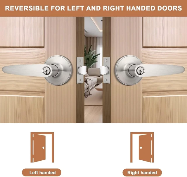 Alt view image 3 of 7 - 5-Pack Keyed-Alike Entry Door Lever Lockset, 3 Keys Each All Same Key, Satin Nickel Finish for Exterior Doors, Commercial or Residential