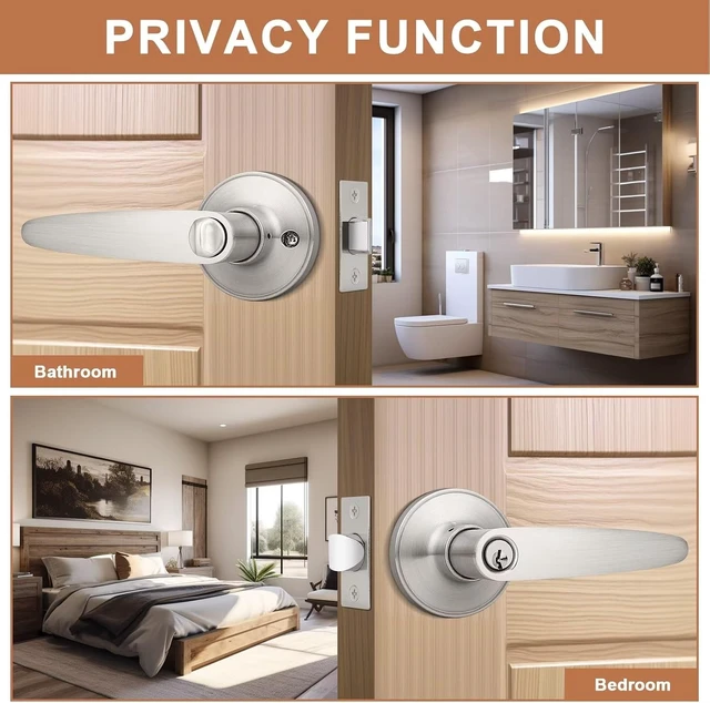 Alt view image 4 of 7 - 5-Pack Keyed-Alike Entry Door Lever Lockset, 3 Keys Each All Same Key, Satin Nickel Finish for Exterior Doors, Commercial or Residential