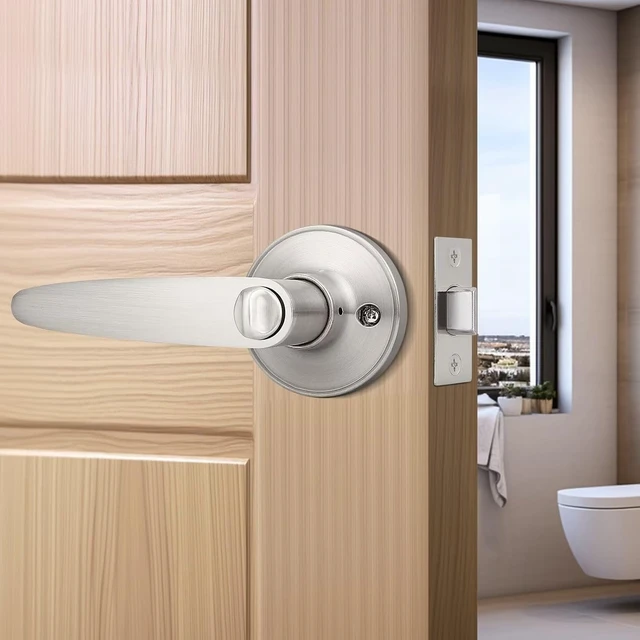 Alt view image 7 of 7 - 5-Pack Keyed-Alike Entry Door Lever Lockset, 3 Keys Each All Same Key, Satin Nickel Finish for Exterior Doors, Commercial or Residential