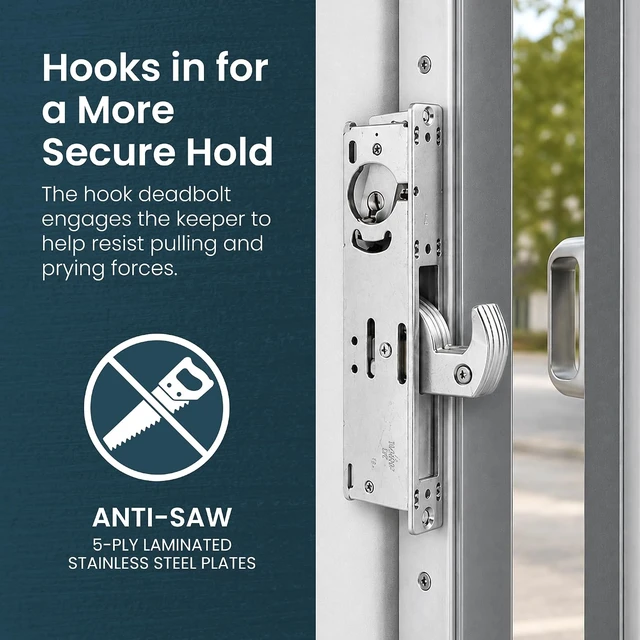 Alt view image 5 of 7 - Keyed Aluminum Mortise Gate Lock with Hook Deadbolt, 1-1/8 in