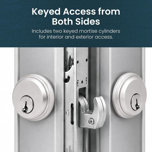 Alt view image 6 of 7 - Keyed Aluminum Mortise Gate Lock with Hook Deadbolt, 1-1/8 in