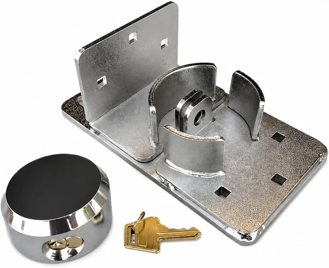 Alt view image 7 of 7 - Heavy-Duty Garage Door Lock for Roll-Up & Sectional Overhead Doors High-Security Hasp & Hidden-Shackle Padlock with 6-Pin Cylinder, Hardware Included