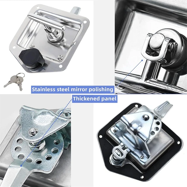 Alt view image 2 of 5 - 8-Pack Stainless Steel T-Handle Lock for Trailer, RV Door Latch & Truck Toolbox