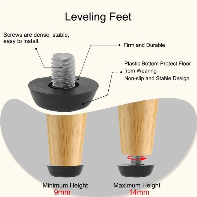 Alt view image 4 of 7 - 32-Pack Metric M8 x 1.25 Furniture Glide Leveling Feet Adjustable Leveler & Floor Protector for Table, Desk & Cabinet Legs