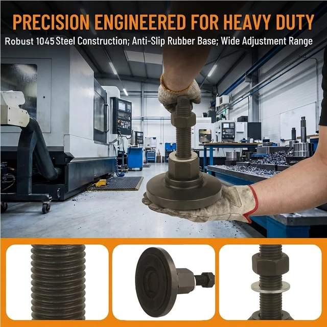 Alt view image 3 of 6 - Heavy-Duty Adjustable Leveling Screw Leg, M16 Thread, 3.94-Inch Dia Base
