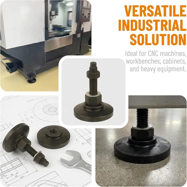 Alt view image 4 of 6 - Heavy-Duty Adjustable Leveling Screw Leg, M16 Thread, 3.94-Inch Dia Base