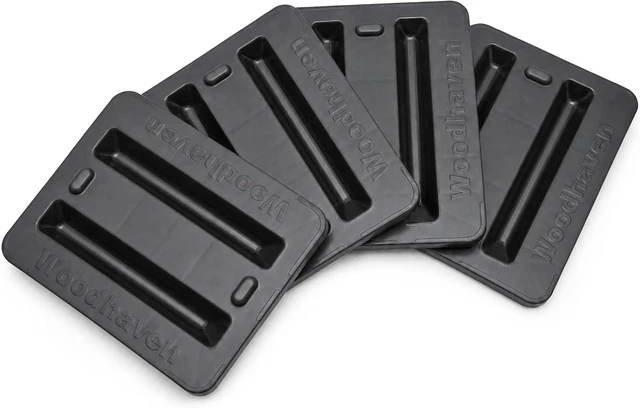 Main image of 4-Pack Black Firewood Rack Support Bases, Heavy-Duty ABS Mold-Injected Plastic Fits up to 1-5/8 Inch Tube, Made in USA