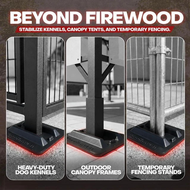 Alt view image 5 of 5 - 4-Pack Black Firewood Rack Support Bases, Heavy-Duty ABS Mold-Injected Plastic Fits up to 1-5/8 Inch Tube, Made in USA