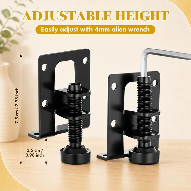 Alt view image 3 of 7 - 24-Pack Classic Black L-Shaped Cabinet Leveling Feet Legs
