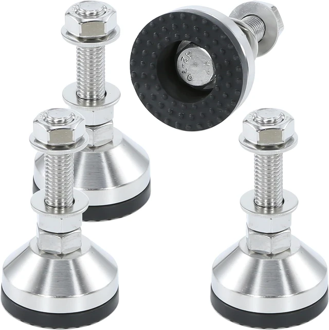 Main image of 2000 lb Capacity Stainless Steel Adjustable Leveling Feet, M12 Thread, 1.94" Dia Base Anti-Slip Nylon Pad for Shelving, Machinery, Workbench & Furniture