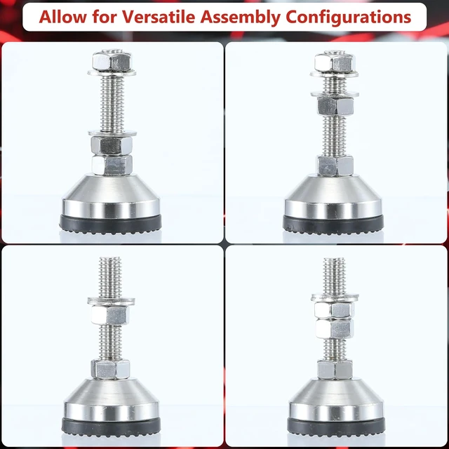 Alt view image 4 of 7 - 2000 lb Capacity Stainless Steel Adjustable Leveling Feet, M12 Thread, 1.94" Dia Base Anti-Slip Nylon Pad for Shelving, Machinery, Workbench & Furniture