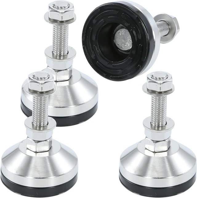 Main image of 2400 lb Capacity Stainless Steel Adjustable Leveling Feet, M12 Thread, 2.33" Dia Base Anti-Slip Nylon Pad for Shelving, Machinery, Workbench & Furniture