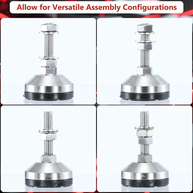 Alt view image 4 of 7 - 2400 lb Capacity Stainless Steel Adjustable Leveling Feet, M12 Thread, 2.33" Dia Base Anti-Slip Nylon Pad for Shelving, Machinery, Workbench & Furniture
