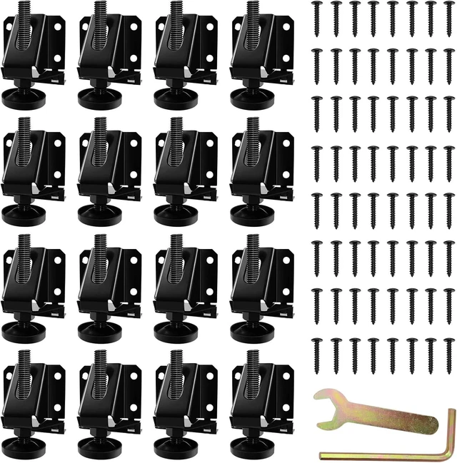 Main image of 16-Pack Heavy-Duty Adjustable Leveling Feet with Hexagon Lock Nuts Furniture Leg Levelers for Table, Cabinets, Workbench & Shelving