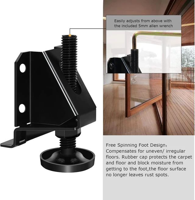 Alt view image 4 of 7 - 16-Pack Heavy-Duty Adjustable Leveling Feet with Hexagon Lock Nuts Furniture Leg Levelers for Table, Cabinets, Workbench & Shelving